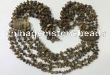 CGN768 20 inches stylish 6 rows yellow tiger eye chips necklaces