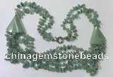 CGN785 23.5 inches stylish green aventurine chips necklaces