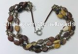 CGN808 23.5 inches 3 rows chinese crystal & mookaite necklaces