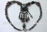 CGN815 19.5 inches chinese crystal & Indian agate statement necklaces