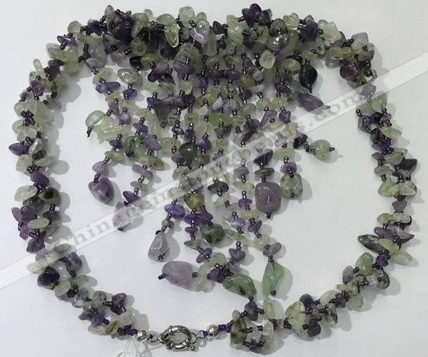 CGN828 20 inches stylish amethyst & prehnite statement necklaces