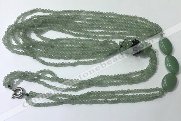CGN846 30 inches trendy green aventurine long beaded necklaces