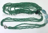 CGN847 30 inches trendy green agate long beaded necklaces