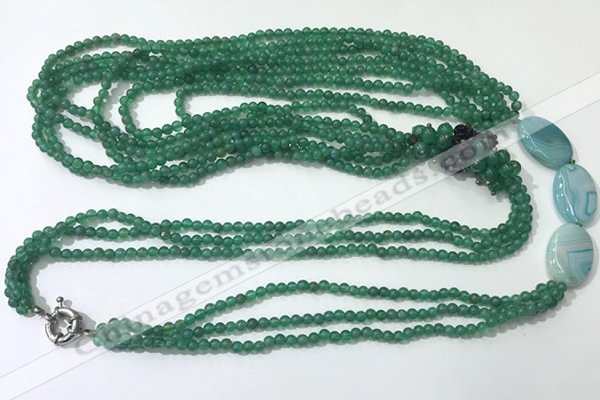 CGN847 30 inches trendy green agate long beaded necklaces