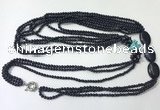 CGN849 30 inches trendy blue goldstone long beaded necklaces