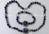 CGN871 19.5 inches 8mm round striped agate jewelry sets