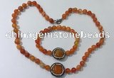 CGN873 19.5 inches 8mm round striped agate jewelry sets