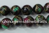 CGO04 15.5 inches 10mm round gold multi-color stone beads