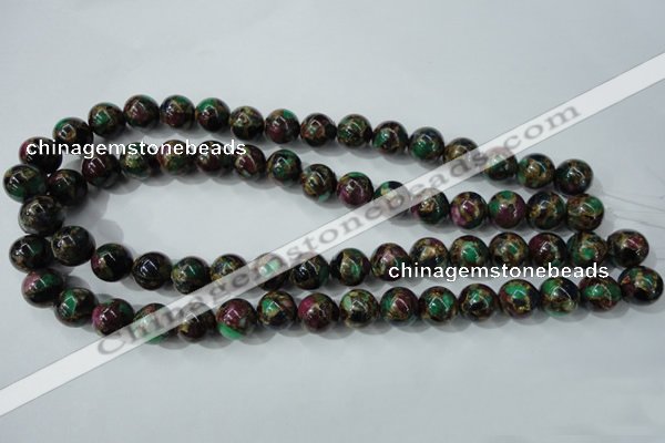 CGO04 15.5 inches 10mm round gold multi-color stone beads