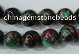 CGO05 15.5 inches 12mm round gold multi-color stone beads