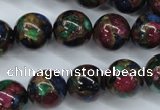 CGO06 15.5 inches 14mm round gold multi-color stone beads