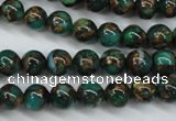 CGO101 15.5 inches 6mm round gold green color stone beads