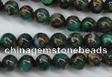 CGO102 15.5 inches 8mm round gold green color stone beads