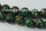 CGO103 15.5 inches 10mm round gold green color stone beads