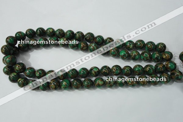 CGO103 15.5 inches 10mm round gold green color stone beads