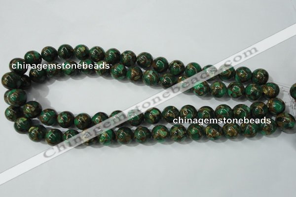 CGO104 15.5 inches 12mm round gold green color stone beads