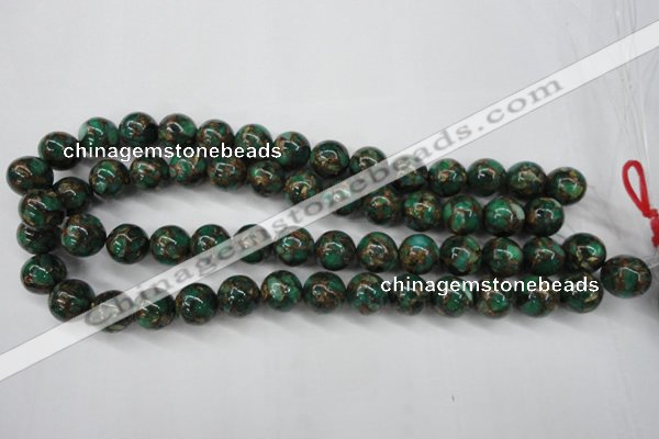 CGO106 15.5 inches 16mm round gold green color stone beads