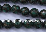 CGO114 15.5 inches 12mm faceted round gold green color stone beads