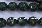 CGO116 15.5 inches 16mm faceted round gold green color stone beads