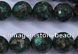 CGO117 15.5 inches 18mm faceted round gold green color stone beads