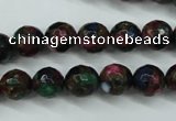 CGO12 15.5 inches 8mm faceted round gold multi-color stone beads