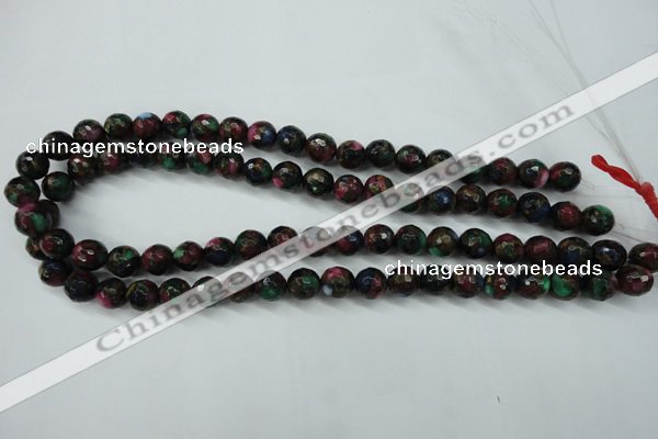 CGO12 15.5 inches 8mm faceted round gold multi-color stone beads