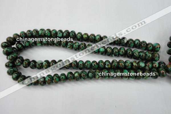 CGO122 15.5 inches 8*12mm rondelle gold green color stone beads