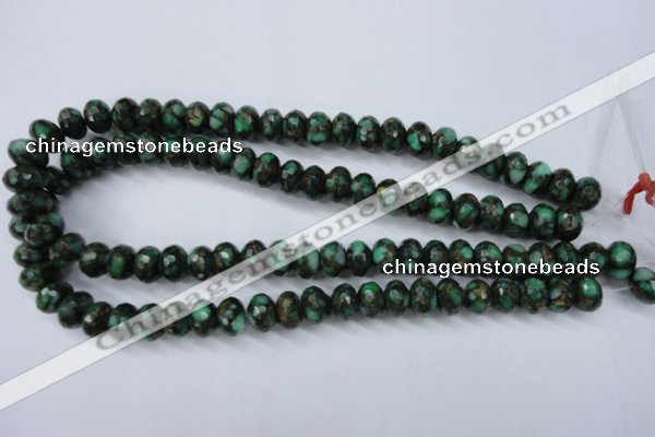 CGO125 15.5 inches 8*12mm faceted rondelle gold green color stone beads