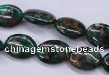 CGO146 15.5 inches 10*14mm oval gold green color stone beads