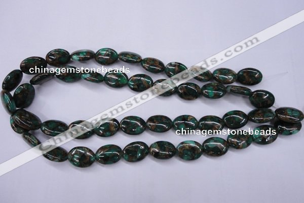 CGO146 15.5 inches 10*14mm oval gold green color stone beads