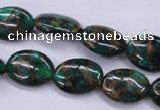 CGO147 15.5 inches 12*16mm oval gold green color stone beads