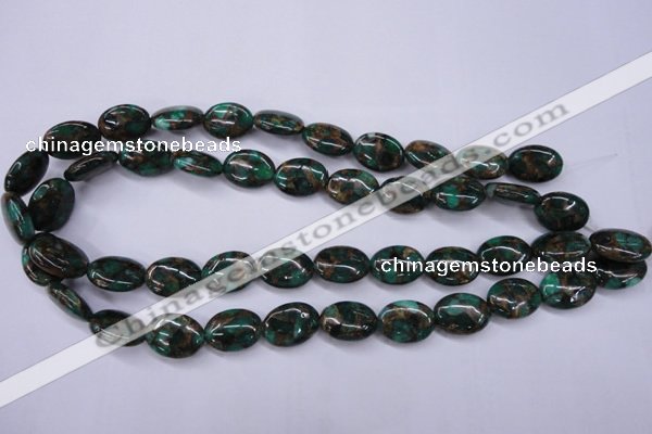 CGO147 15.5 inches 12*16mm oval gold green color stone beads