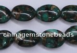 CGO148 15.5 inches 13*18mm oval gold green color stone beads