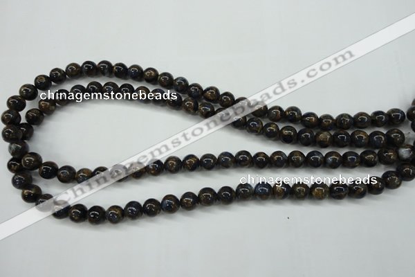 CGO161 15.5 inches 6mm round gold blue color stone beads