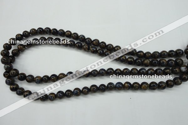 CGO162 15.5 inches 8mm round gold blue color stone beads