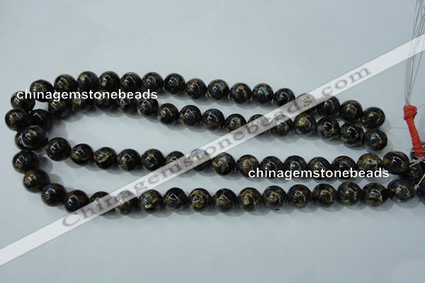 CGO163 15.5 inches 10mm round gold blue color stone beads
