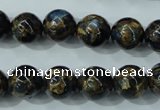 CGO164 15.5 inches 12mm round gold blue color stone beads