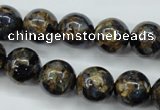 CGO165 15.5 inches 14mm round gold blue color stone beads