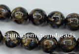 CGO166 15.5 inches 16mm round gold blue color stone beads