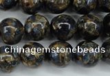 CGO167 15.5 inches 18mm round gold blue color stone beads