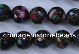 CGO17 15.5 inches 16mm faceted round gold multi-color stone beads