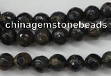 CGO171 15.5 inches 6mm faceted round gold blue color stone beads