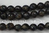 CGO173 15.5 inches 10mm faceted round gold blue color stone beads