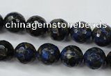 CGO174 15.5 inches 12mm faceted round gold blue color stone beads