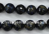 CGO175 15.5 inches 14mm faceted round gold blue color stone beads