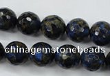 CGO176 15.5 inches 16mm faceted round gold blue color stone beads