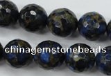 CGO178 15.5 inches 20mm faceted round gold blue color stone beads