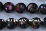 CGO18 15.5 inches 18mm faceted round gold multi-color stone beads