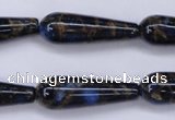 CGO188 15.5 inches 8*20mm teardrop gold blue color stone beads