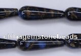 CGO190 15.5 inches 12*40mm teardrop gold blue color stone beads